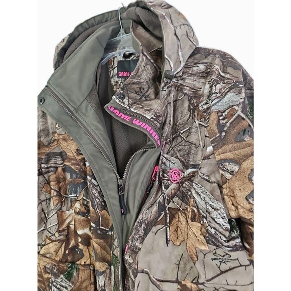 Game Winner ~Woman Size M~ Brown Camouflage Hunting Outdoors Coat Jacket Hooded. - Picture 6 of 15